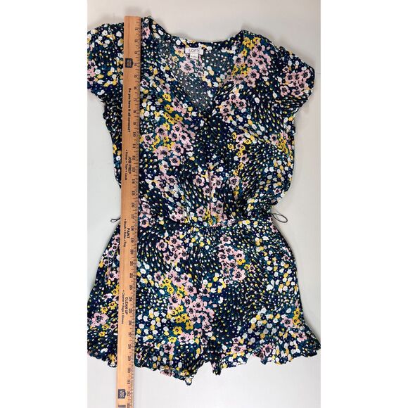 LOFT Women's Multicolor Floral Romper Faux Wrap Viscose Size XS - Picture 10 of 12